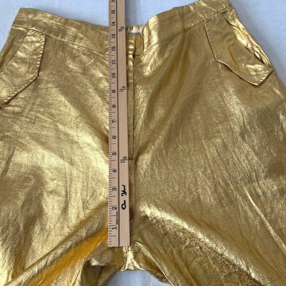 Rabens Saloner INJA Midas Gold Linen Wide Leg Pants Size L - Picture 9 of 14